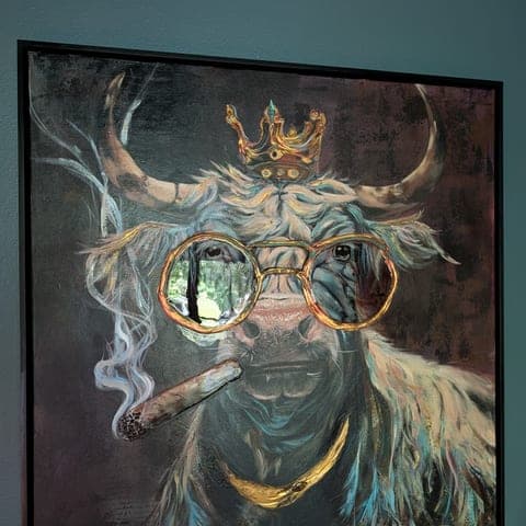 Framed Highland Cow Painting