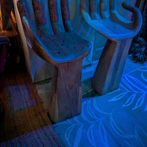 Carved Wood Hand Chairs Pair